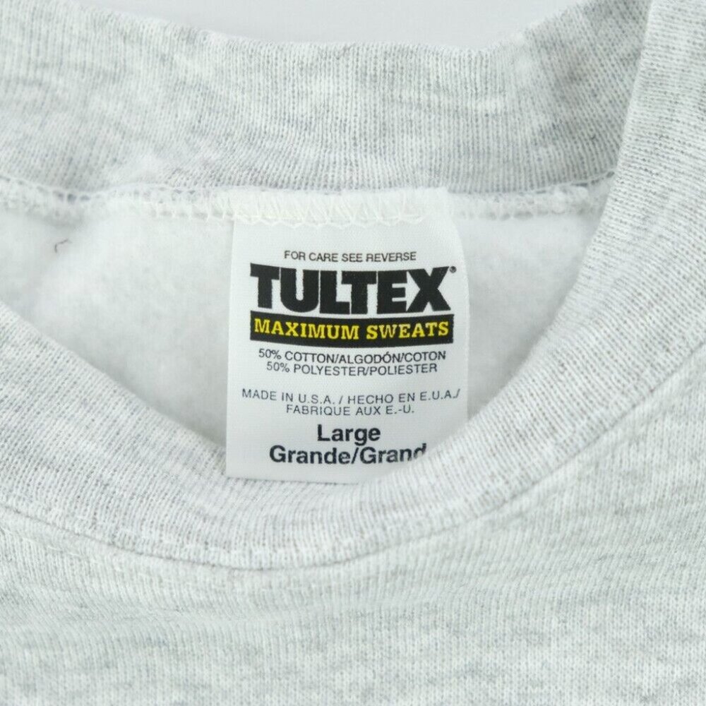 Vtg Tultex Grey Sweatshirt Maximum Sweats Cut Crew Neck Large Heather Gray - Picture 3 of 8